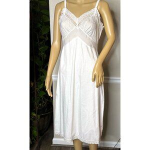 Vintage Deena Fine Lingerie White Lace Trim Slip Dress